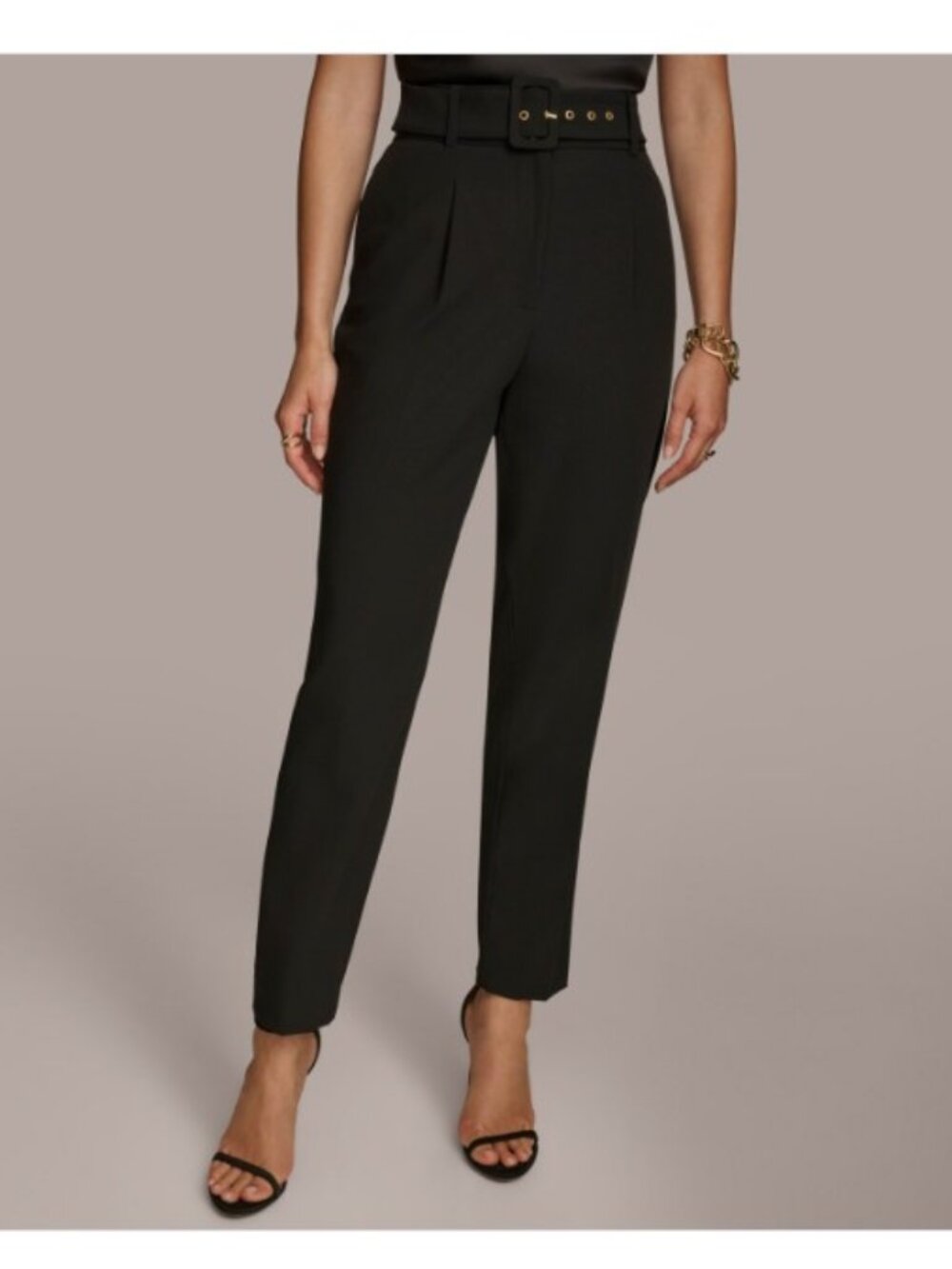 Donna Karan New York Women's Belted Pleated Pants - Black